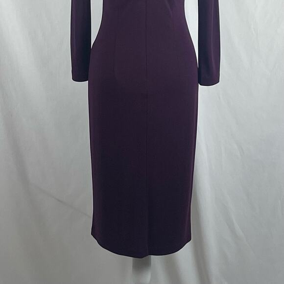 Anthropologie Nicole Miller Burgundy Minimalist Feminine Midi Dress NWOT Size 6 - Picture 7 of 12